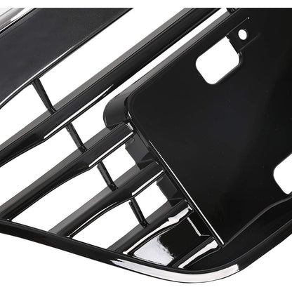 Front Upper Bumper Grille Compatible With 2016 2017 2018 Honda HRV HR-V Grill Assembly Chrome Glossy Black Replacement for 71121-T7W-A00