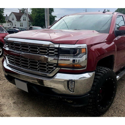 Grille Overlay Cover Inserts Compatible with 2016-2018 Chevy Chevrolet Silverado 1500 Front Bumper Upper Grille Cover Overlay Guard Chrome Silver