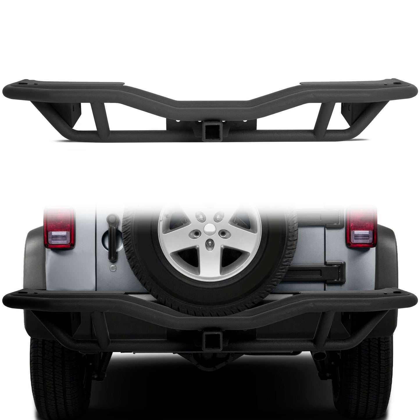 Black Textured Rear Bumper Guard for 2007-2018 Jeep Wrangler JK