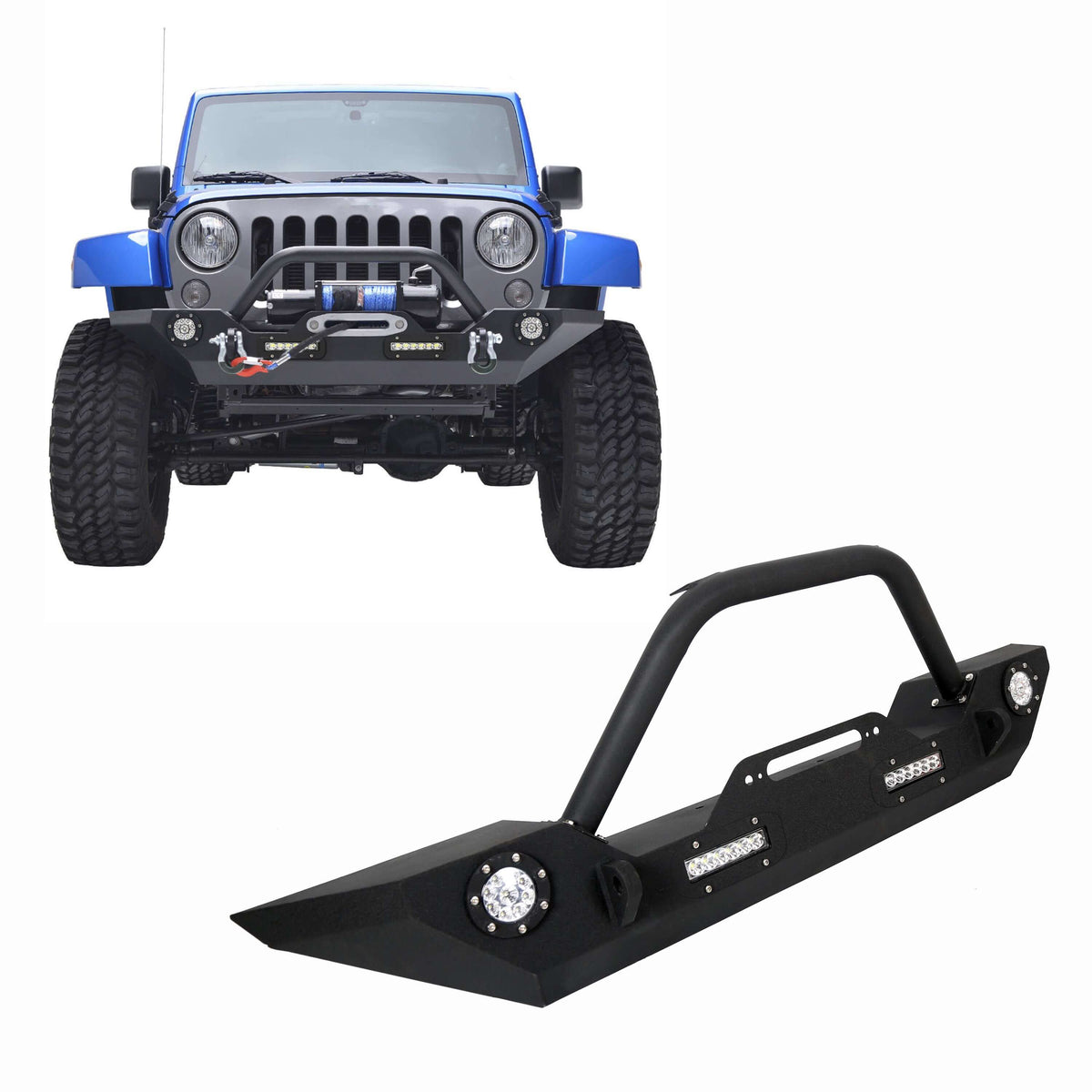 YIKATOO® Front Bumper for 2007-2018 Jeep Wrangler JK,with LED Lights ...