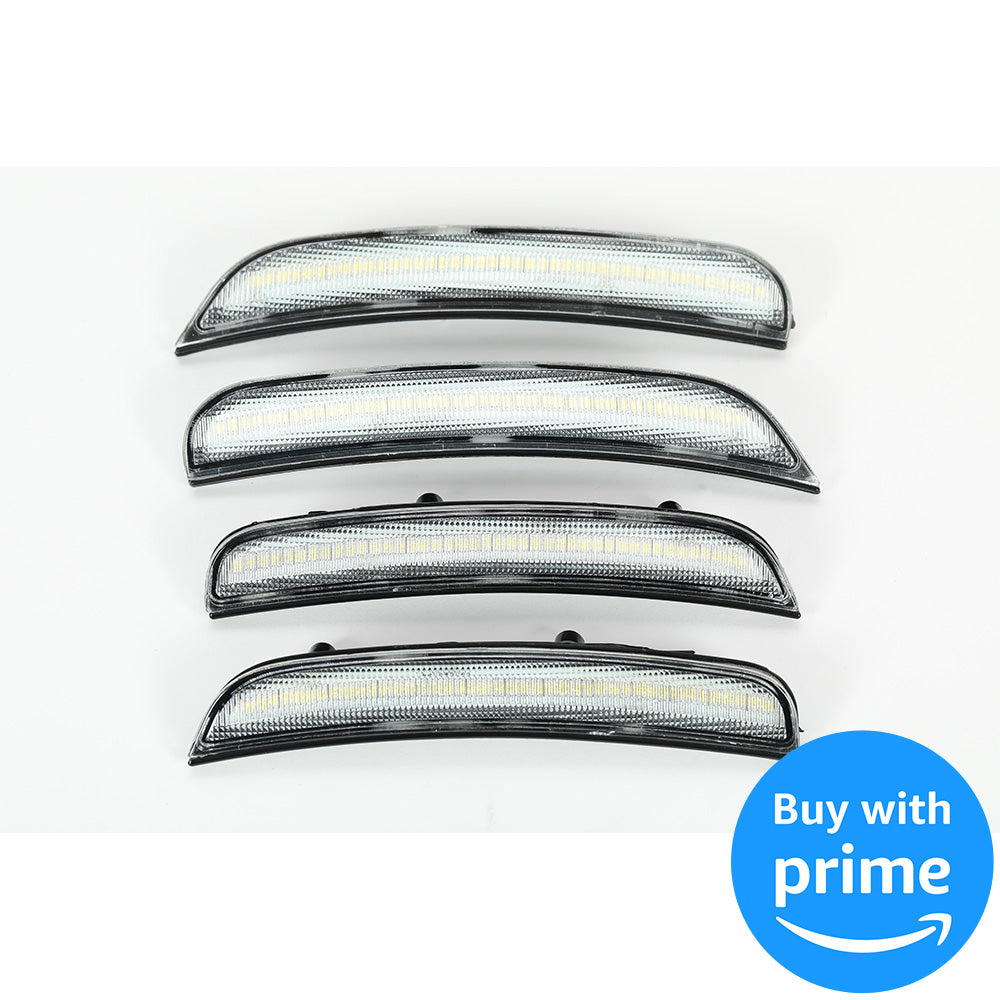 Side Marker Light Compatible with 2015-2022 Dodge Charger Side Marker Lamps Reflectors Front Rear LED Clear Lens White Lights Replacement for 68214404AA 68214405AA 68214127AA 68214126AA 4Pcs