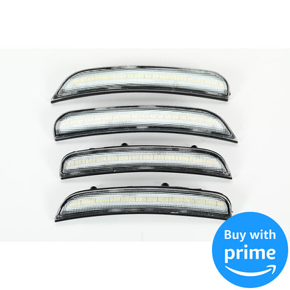 Side Marker Light Compatible with 2015-2022 Dodge Charger Side Marker Lamps Reflectors Front Rear LED Clear Lens White Lights Replacement for 68214404AA 68214405AA 68214127AA 68214126AA 4Pcs