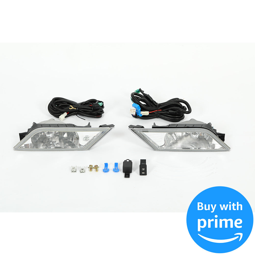 Fog Lights Lamps Compatible with 2011-2013 Honda Odyssey Replacement Assembly Fog Lamps with Bulbs & Wiring Harness & Switch Kit Chrome Housing Clear Lens