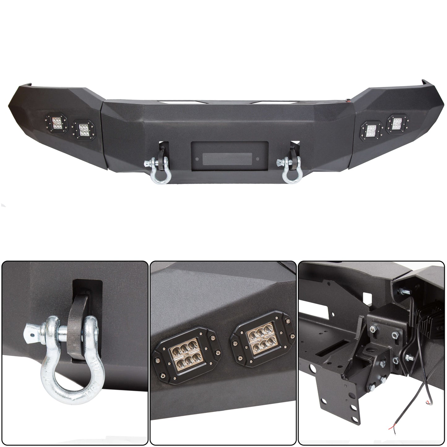 Offroad Front Bumper for 2007-2013 Toyota Tundra,Steel Winch Black Powder