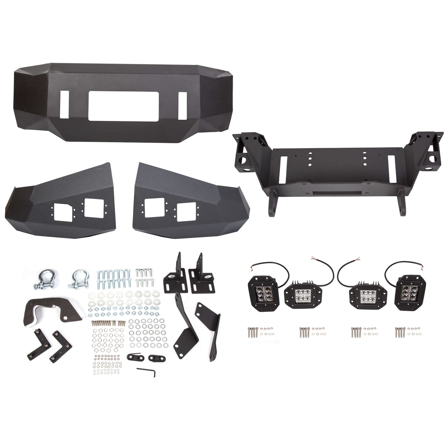 Offroad Front Bumper for 2007-2013 Toyota Tundra,Steel Winch Black Powder