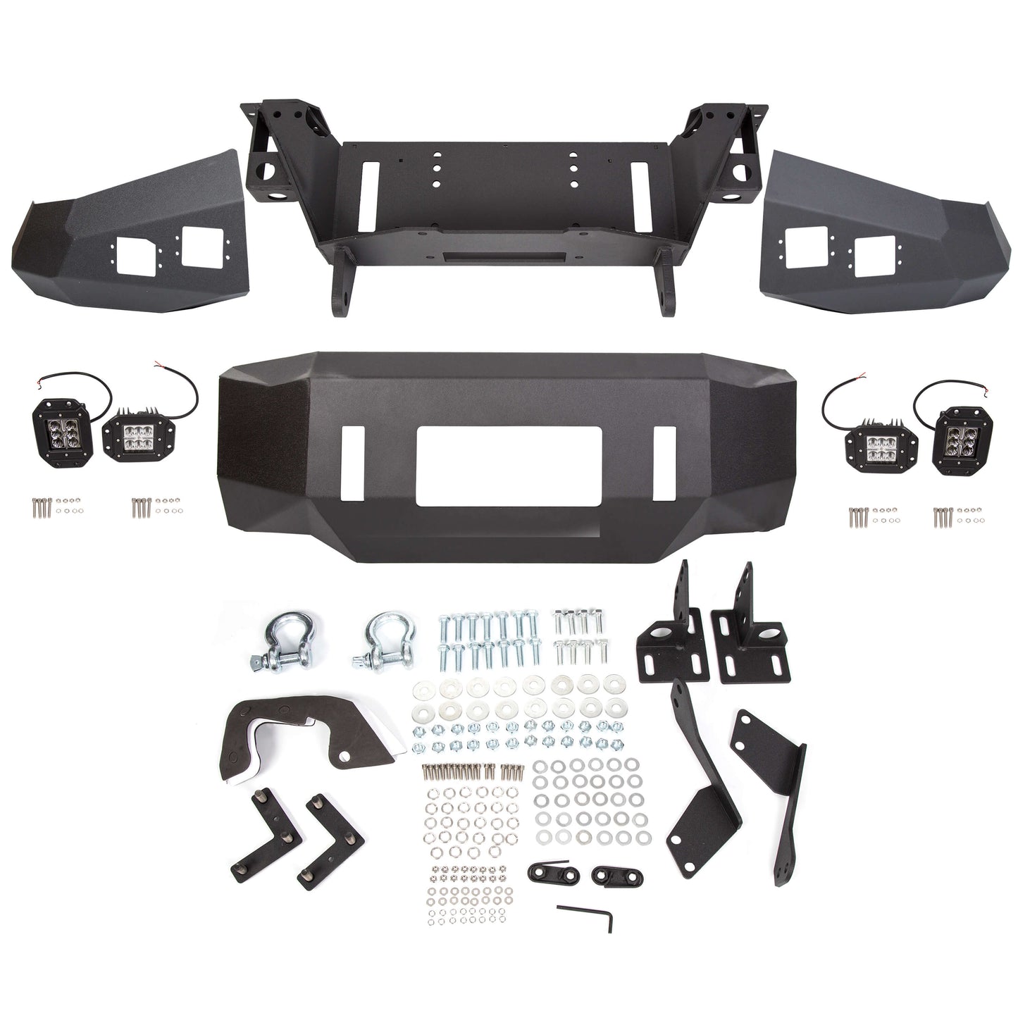 Offroad Front Bumper for 2007-2013 Toyota Tundra,Steel Winch Black Powder