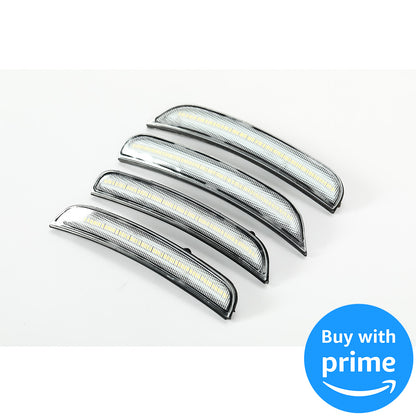 Side Marker Light Compatible with 2015-2022 Dodge Charger Side Marker Lamps Reflectors Front Rear LED Clear Lens White Lights Replacement for 68214404AA 68214405AA 68214127AA 68214126AA 4Pcs