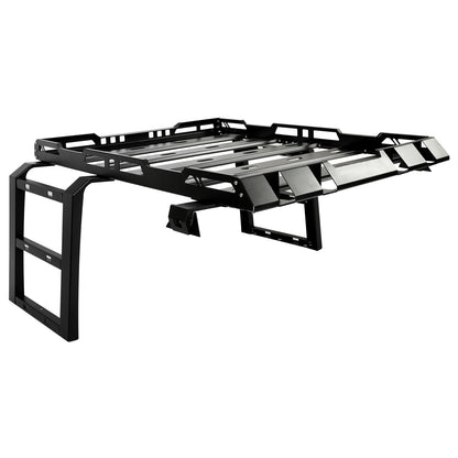 Roof Rack with Side Ladders and Black Luggage Carrier for 2007-2018 Jeep Wrangler JK