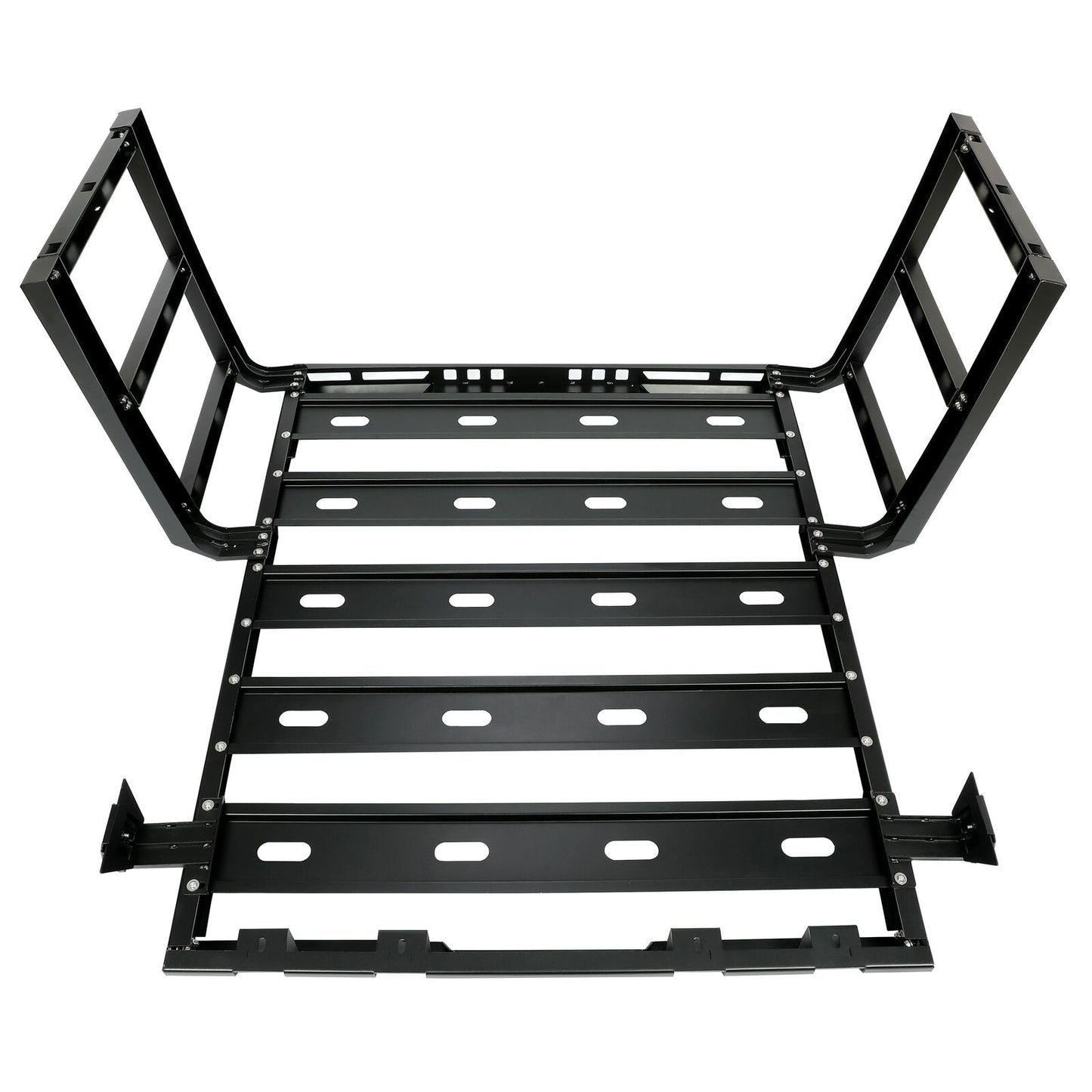 Roof Rack with Side Ladders and Black Luggage Carrier for 2007-2018 Jeep Wrangler JK