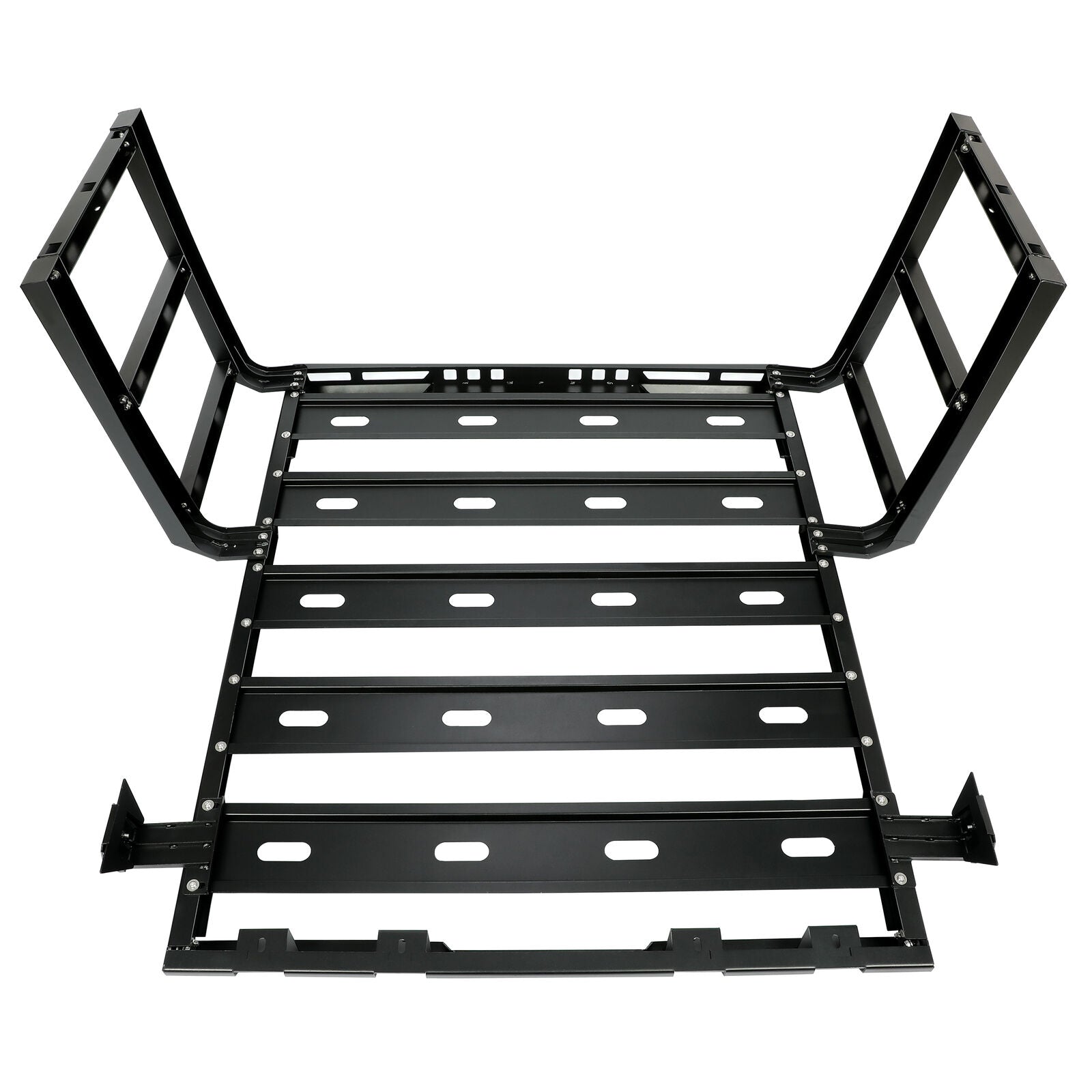 Roof Rack with Side Ladders and Black Luggage Carrier for 2007-2018 Jeep Wrangler JK