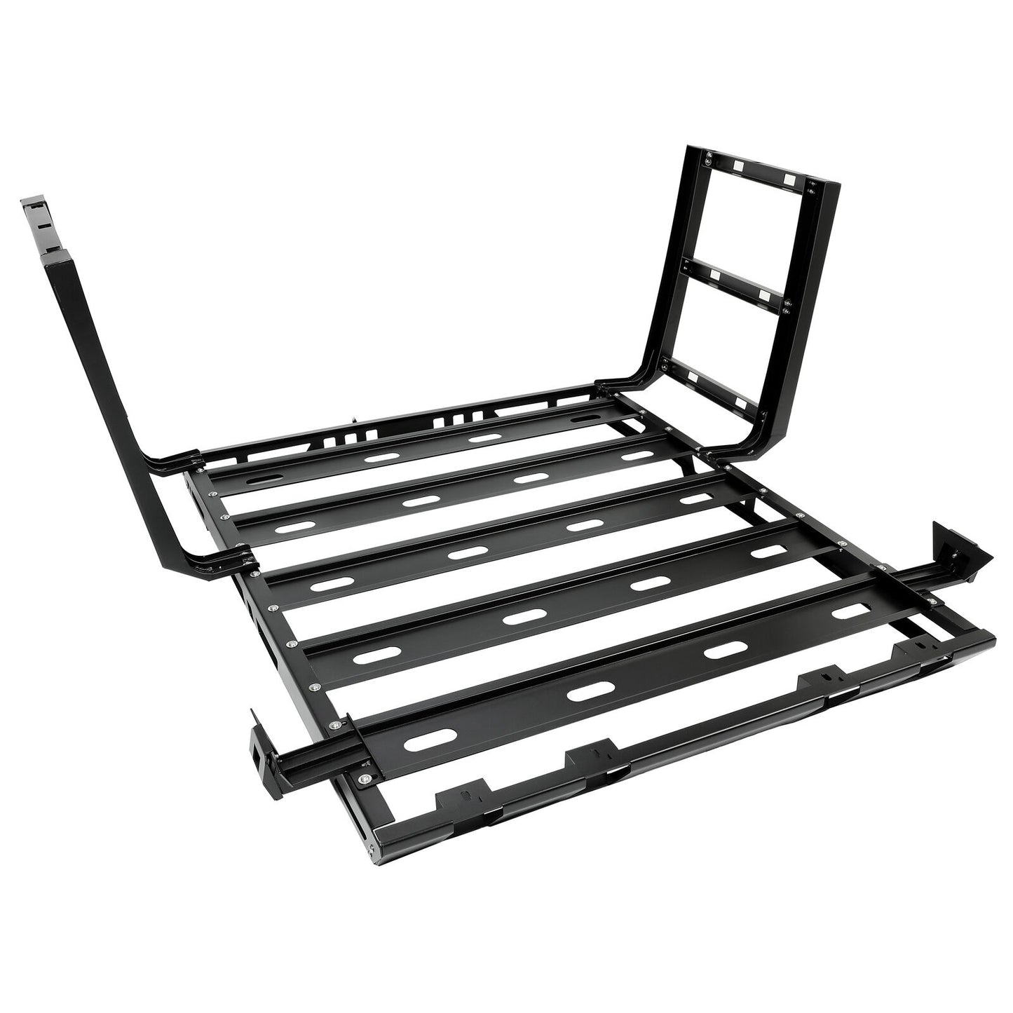 Roof Rack with Side Ladders and Black Luggage Carrier for 2007-2018 Jeep Wrangler JK