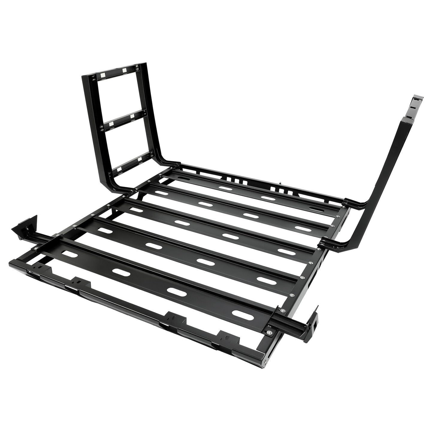 Roof Rack with Side Ladders and Black Luggage Carrier for 2007-2018 Jeep Wrangler JK