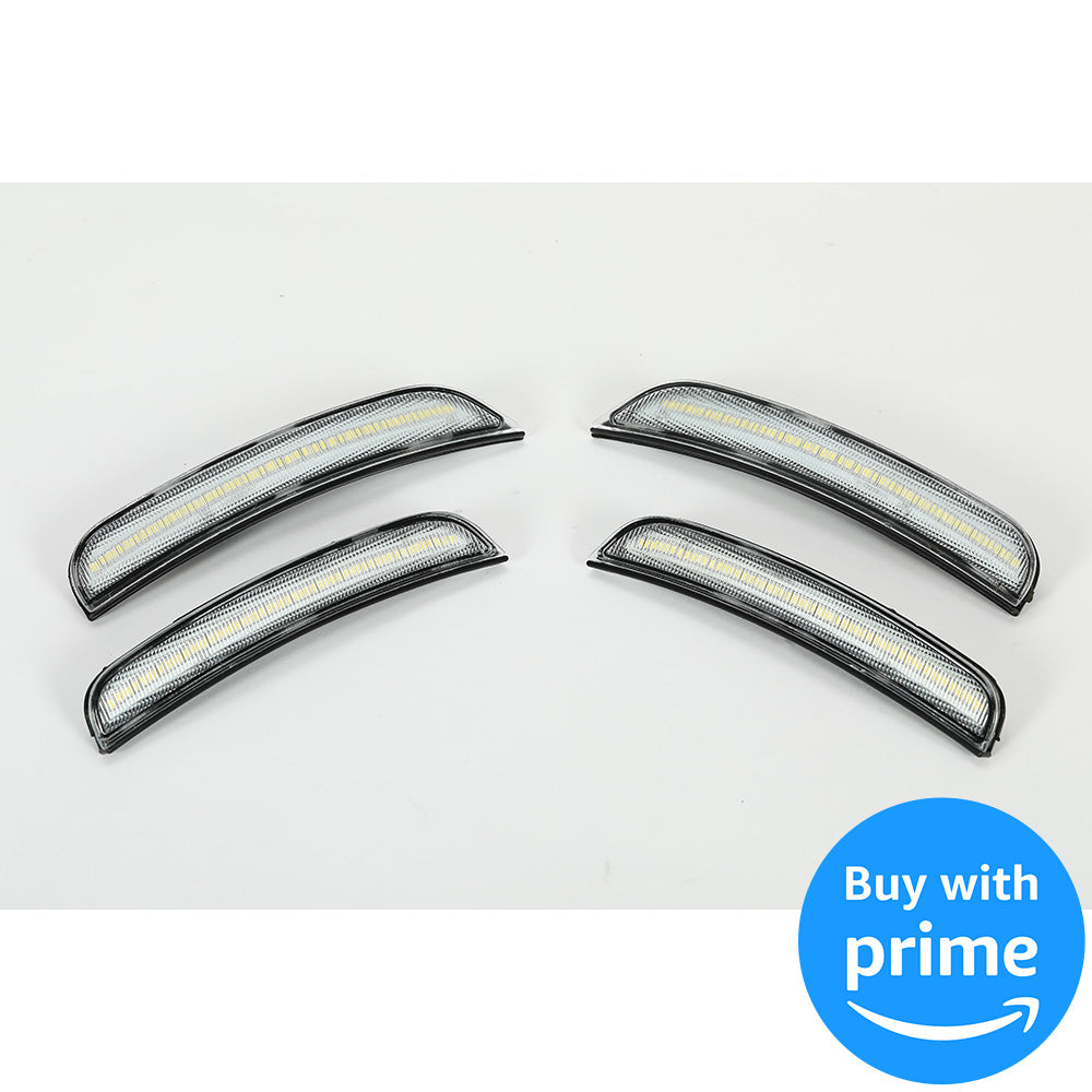 Side Marker Light Compatible with 2015-2022 Dodge Charger Side Marker Lamps Reflectors Front Rear LED Clear Lens White Lights Replacement for 68214404AA 68214405AA 68214127AA 68214126AA 4Pcs