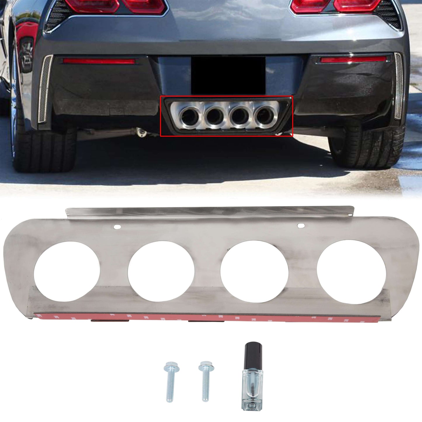 Exhaust Filler Panel For 2014-2019 C7 Corvette Z06,NPP Silver Stainless Steel