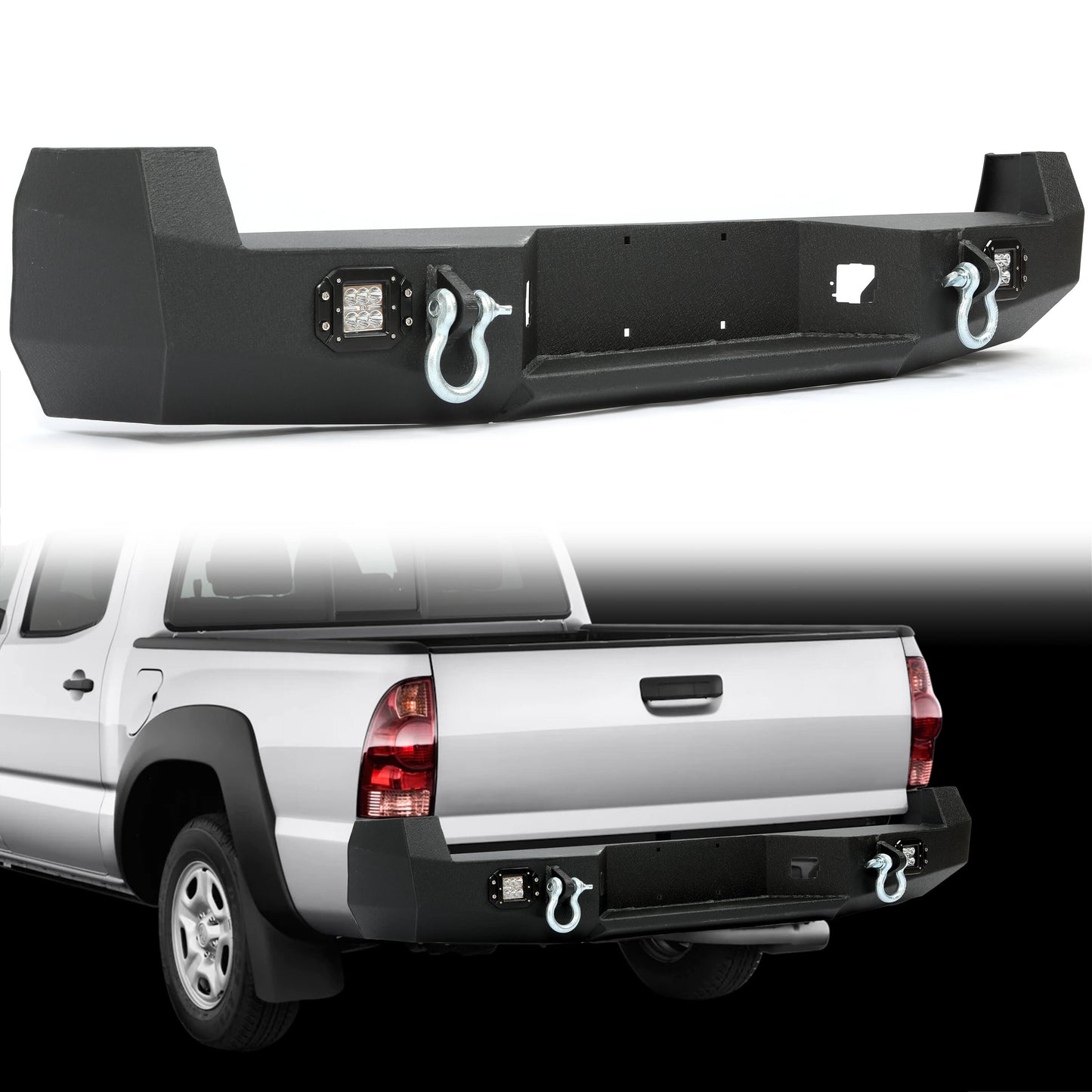 Rear Bumper for 2005-2015 Toyota Tacoma w/LED Light+D Ring