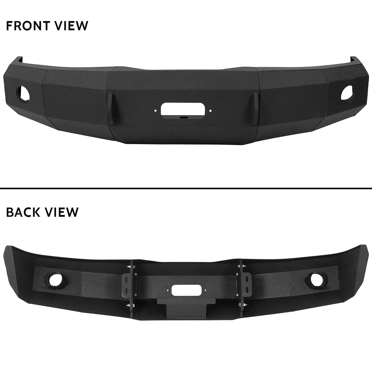 Modular Black Front Bumper for 1992-1996 Ford F-150 F-250 F-350,3-Piece Steel Base