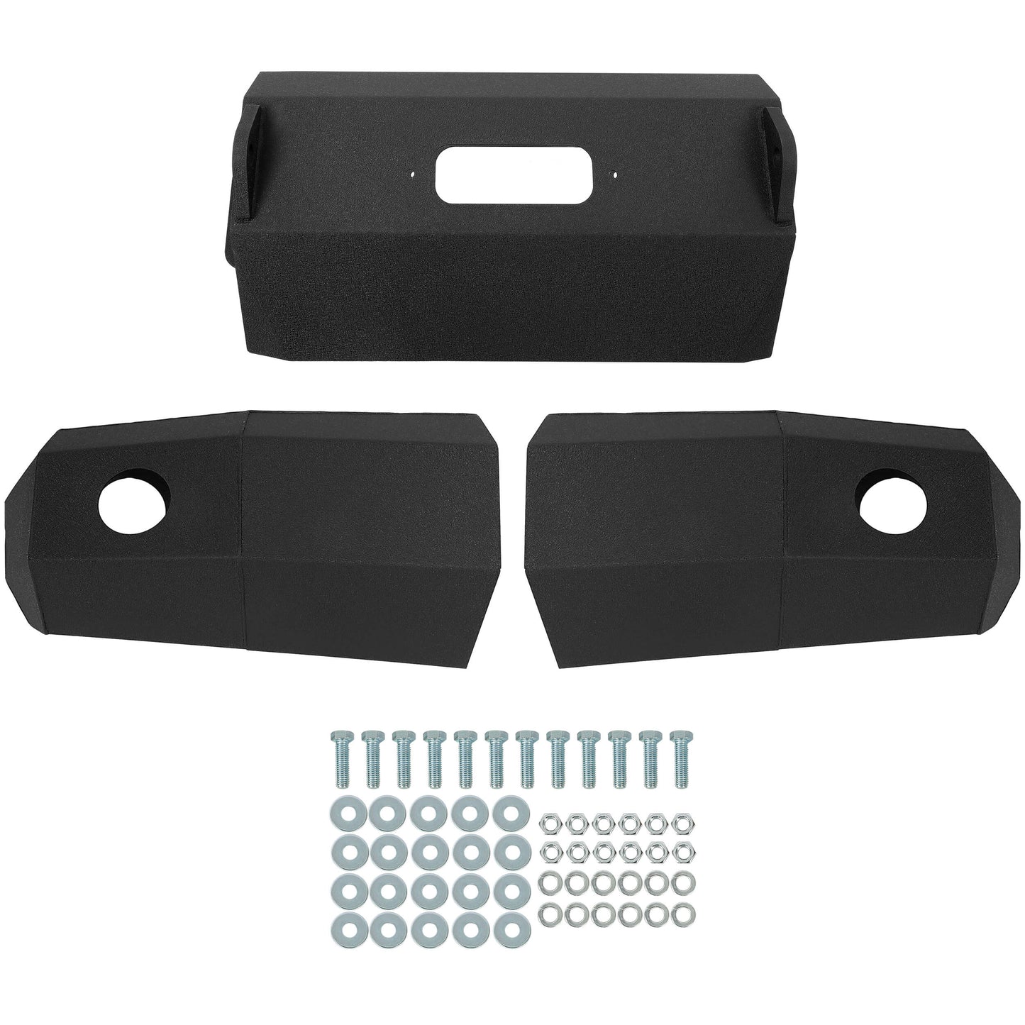 Modular Black Front Bumper for 1992-1996 Ford F-150 F-250 F-350,3-Piece Steel Base
