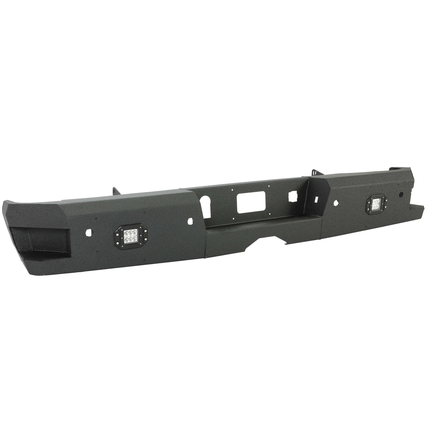 Off-Road Rear Bumper Heavy-duty Steel Compatible with 2014-2019 Chevy Silverado GMC Sierra 1500 2500 HD 3500 HD with 2 LED