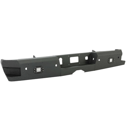 Off-Road Rear Bumper Heavy-duty Steel Compatible with 2014-2019 Chevy Silverado GMC Sierra 1500 2500 HD 3500 HD with 2 LED
