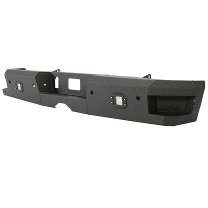 Off-Road Rear Bumper Heavy-duty Steel Compatible with 2014-2019 Chevy Silverado GMC Sierra 1500 2500 HD 3500 HD with 2 LED