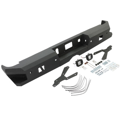 Off-Road Rear Bumper Heavy-duty Steel Compatible with 2014-2019 Chevy Silverado GMC Sierra 1500 2500 HD 3500 HD with 2 LED