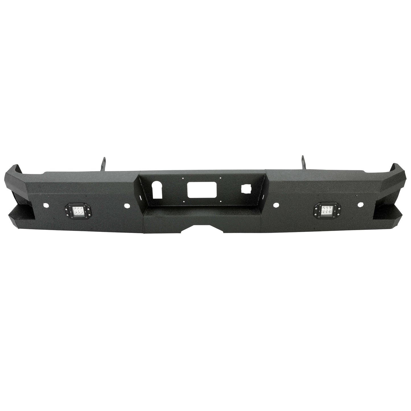 Off-Road Rear Bumper Heavy-duty Steel Compatible with 2014-2019 Chevy Silverado GMC Sierra 1500 2500 HD 3500 HD with 2 LED