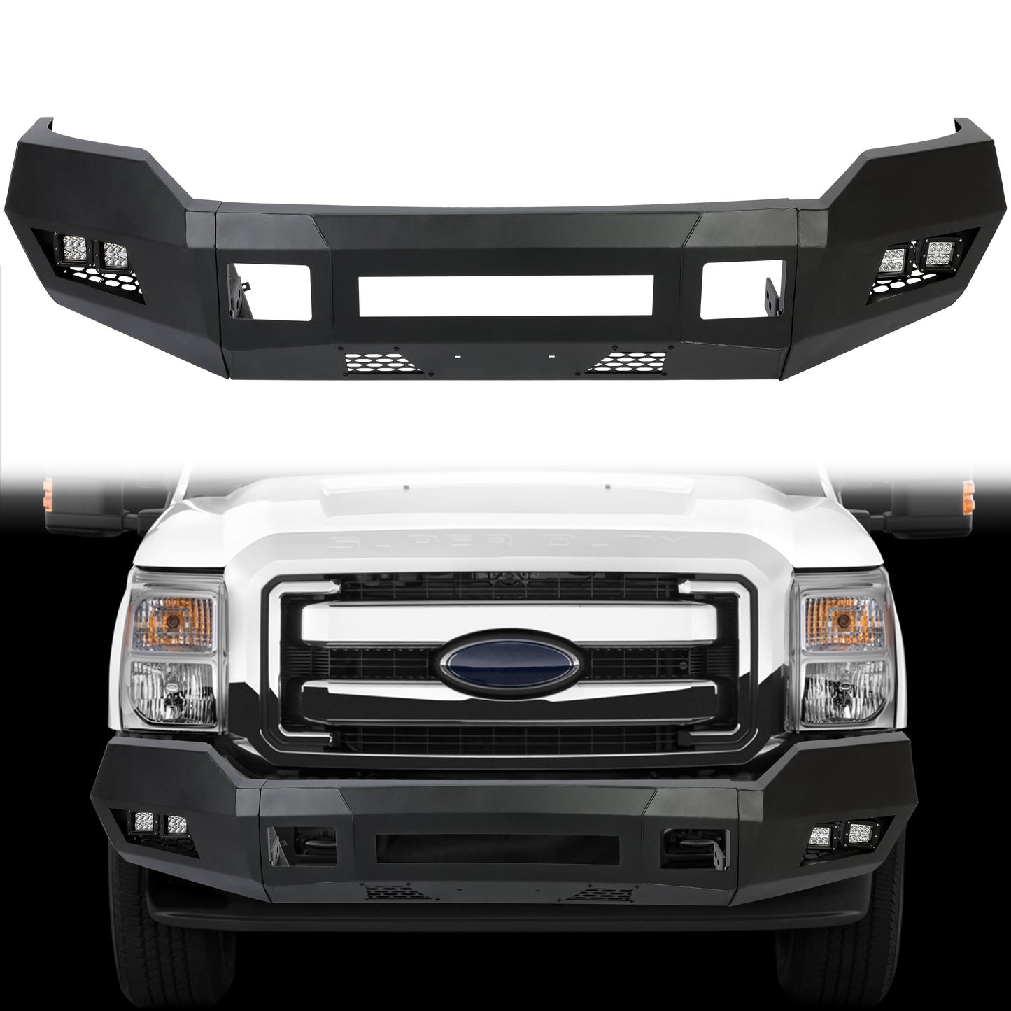 Modular Front Bumper for 2011-2016 Ford F-250 F-350,3-Piece w/LED Lights