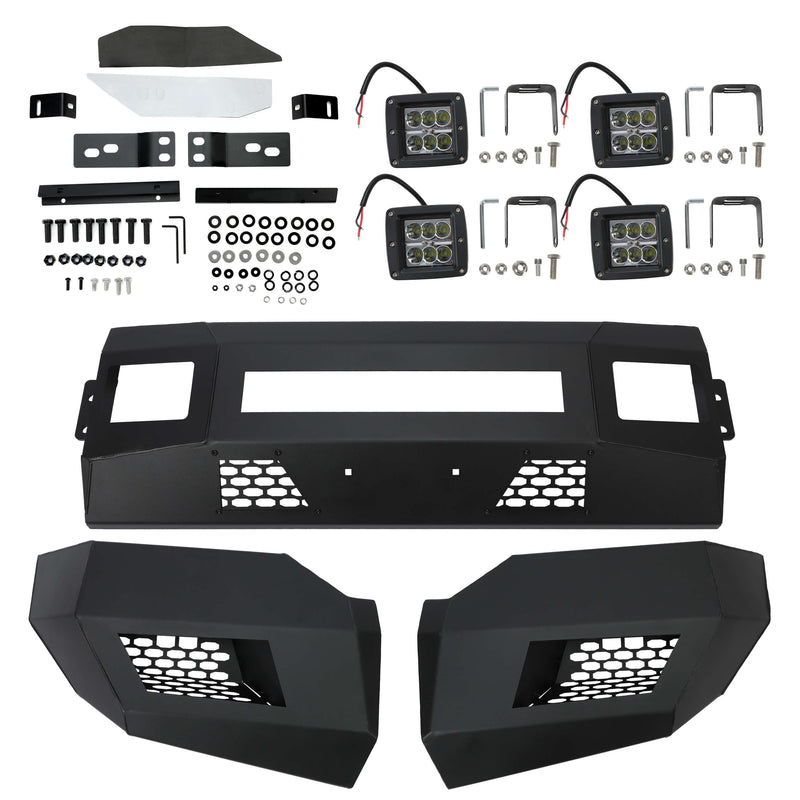 YIKATOO® Modular Front Bumper for 2011-2016 Ford F-250 F-350,3-Piece w/LED Lights