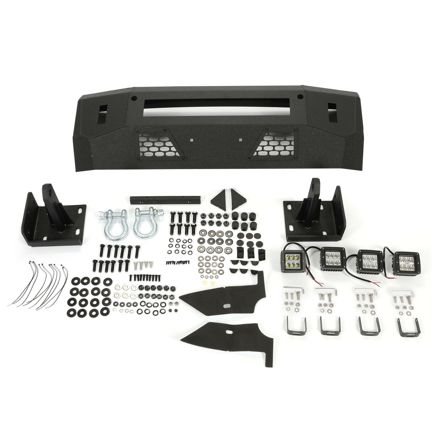 Front Bumper Off-road 3-Piece Modular Compatible with 2013-2018 Dodge Ram 1500 2019-2021 Ram 1500 Classic 2WD/4WD