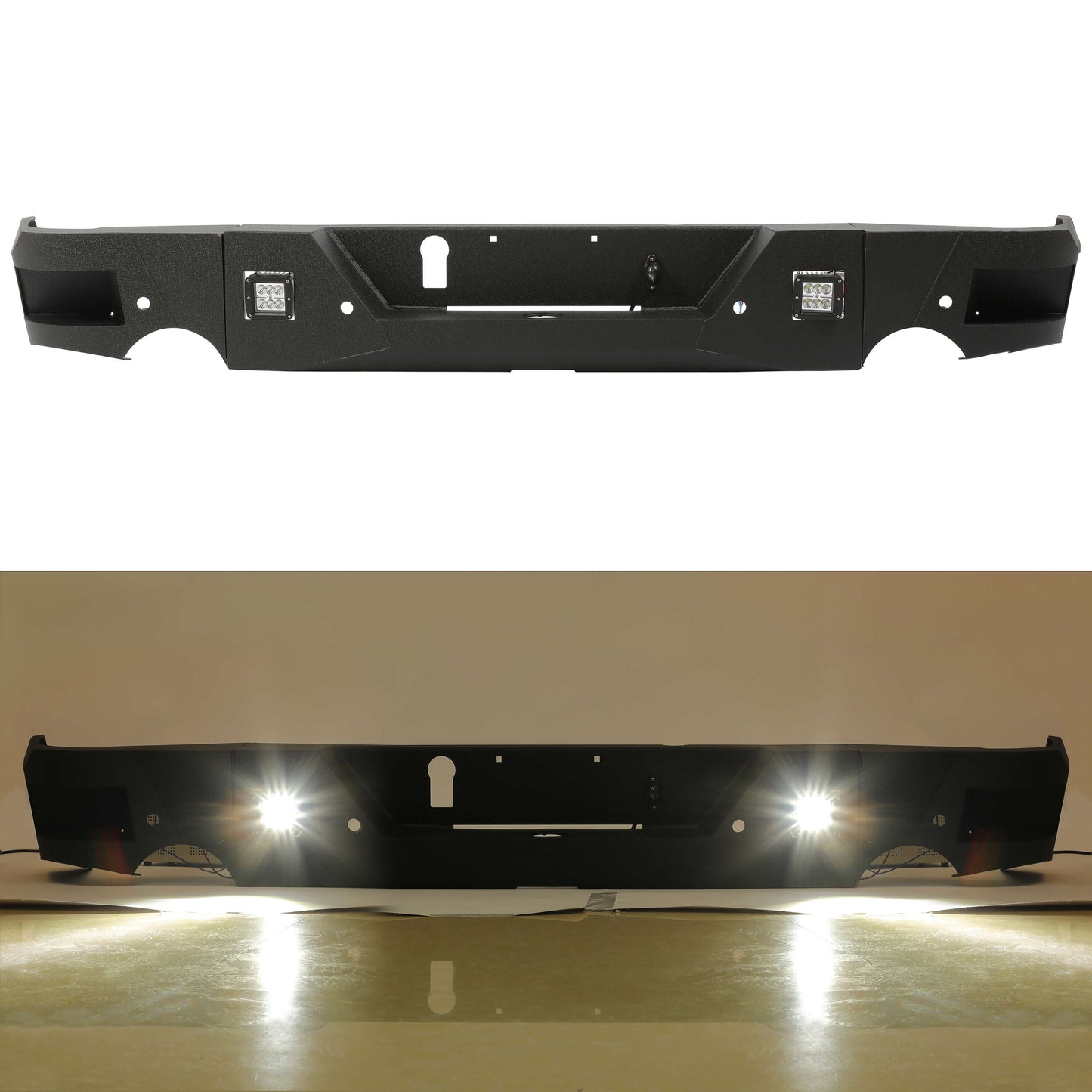 Truck Black Steel Rear Bumper for 2009-2018 Dodge Ram 1500,Face Bar Guard Step