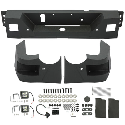 Truck Black Steel Rear Bumper for 2009-2018 Dodge Ram 1500,Face Bar Guard Step