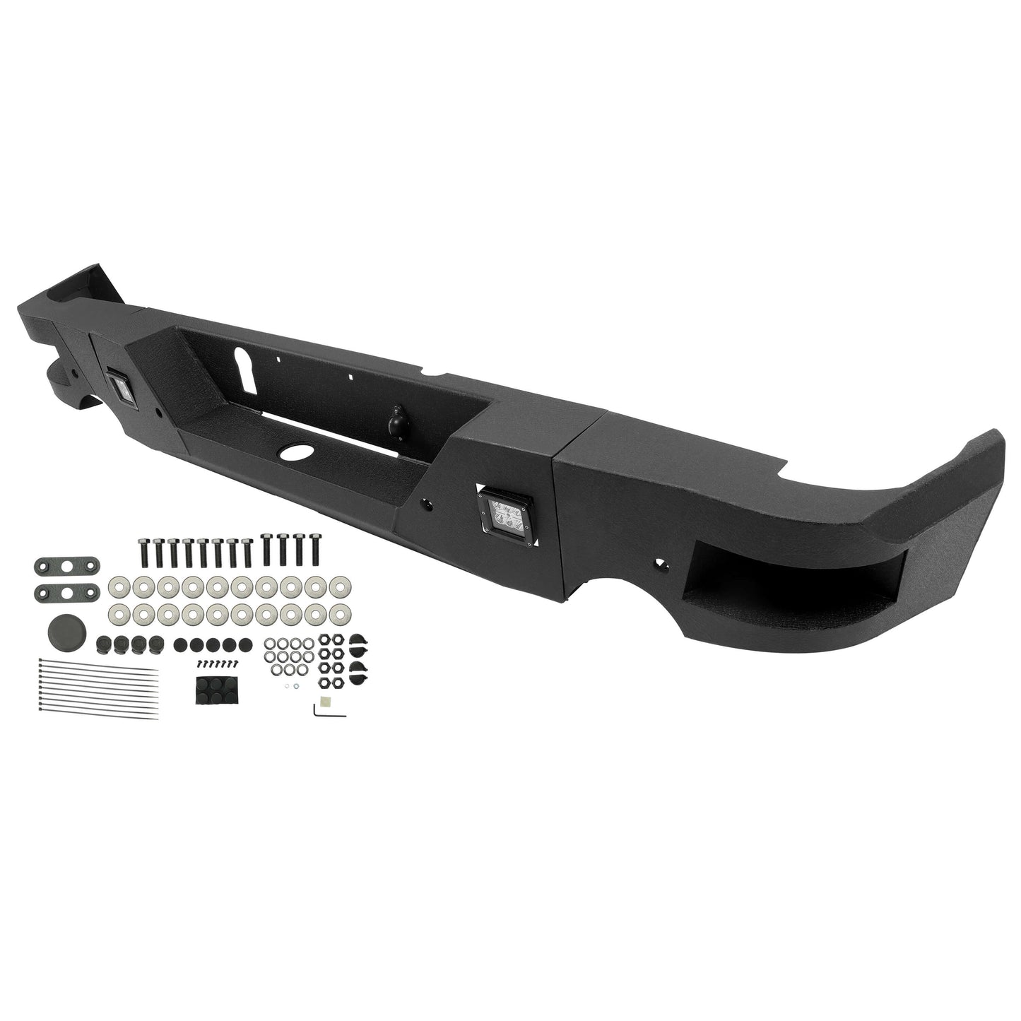 Truck Black Steel Rear Bumper for 2009-2018 Dodge Ram 1500,Face Bar Guard Step