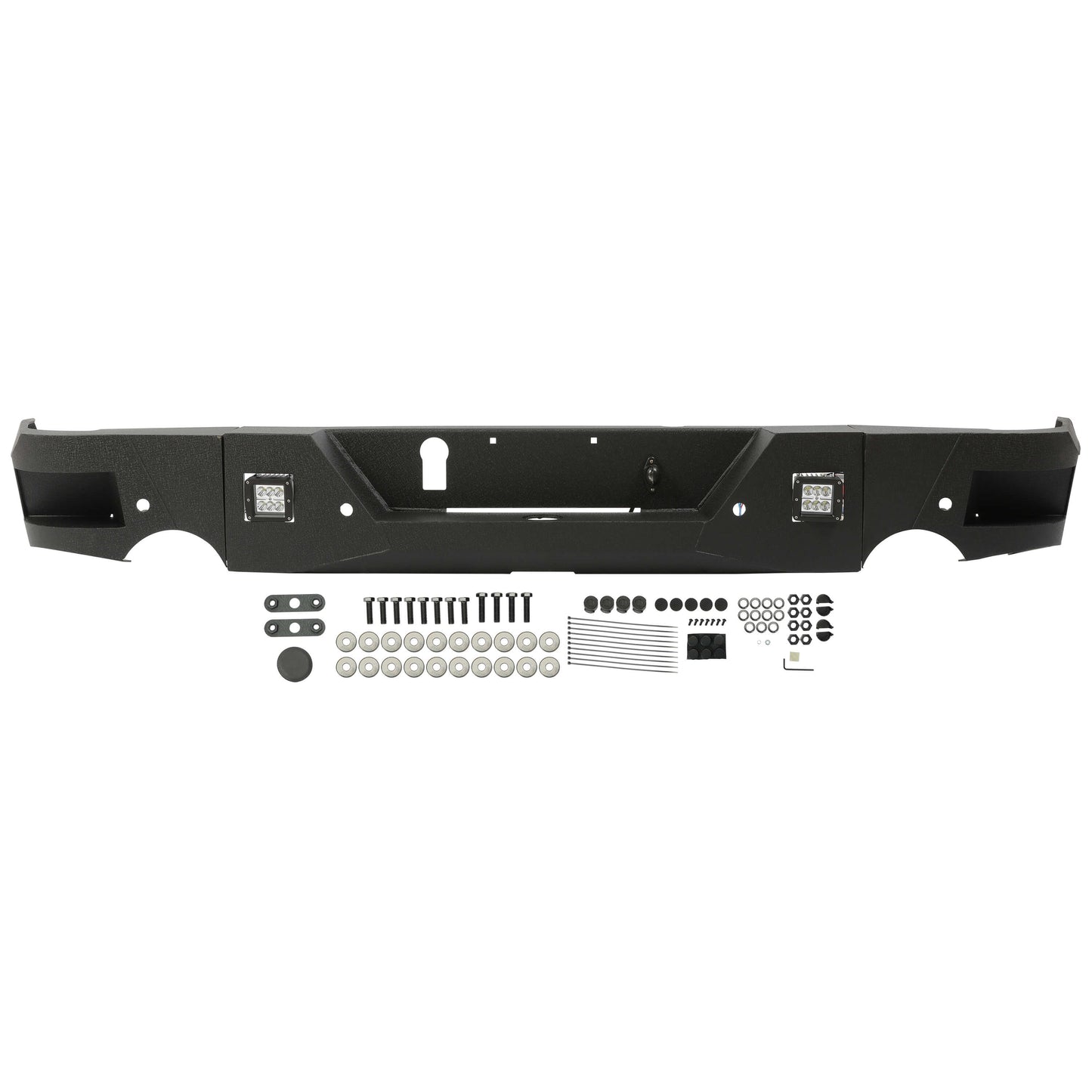 Truck Black Steel Rear Bumper for 2009-2018 Dodge Ram 1500,Face Bar Guard Step