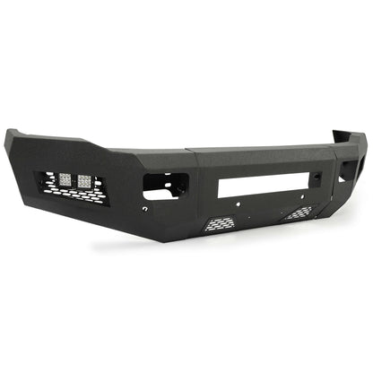 Front Bumper Off-road 3-Piece Modular Compatible with 2010-2018 Dodge Ram 2500 3500 with 4 LED Lights Powder Coated Steel Textured Black