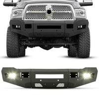 Load image into Gallery viewer, YIKATOO® Front Bumper Off-road 3-Piece Modular Compatible with 2010-2018 Dodge Ram 2500 3500 with 4 LED Lights Powder Coated Steel Textured Black

