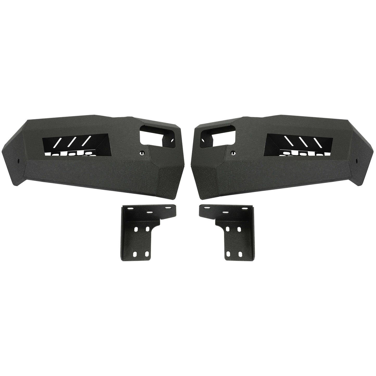 Front Bumper Off-road 3-Piece Modular Compatible with 2010-2018 Dodge Ram 2500 3500 with 4 LED Lights Powder Coated Steel Textured Black