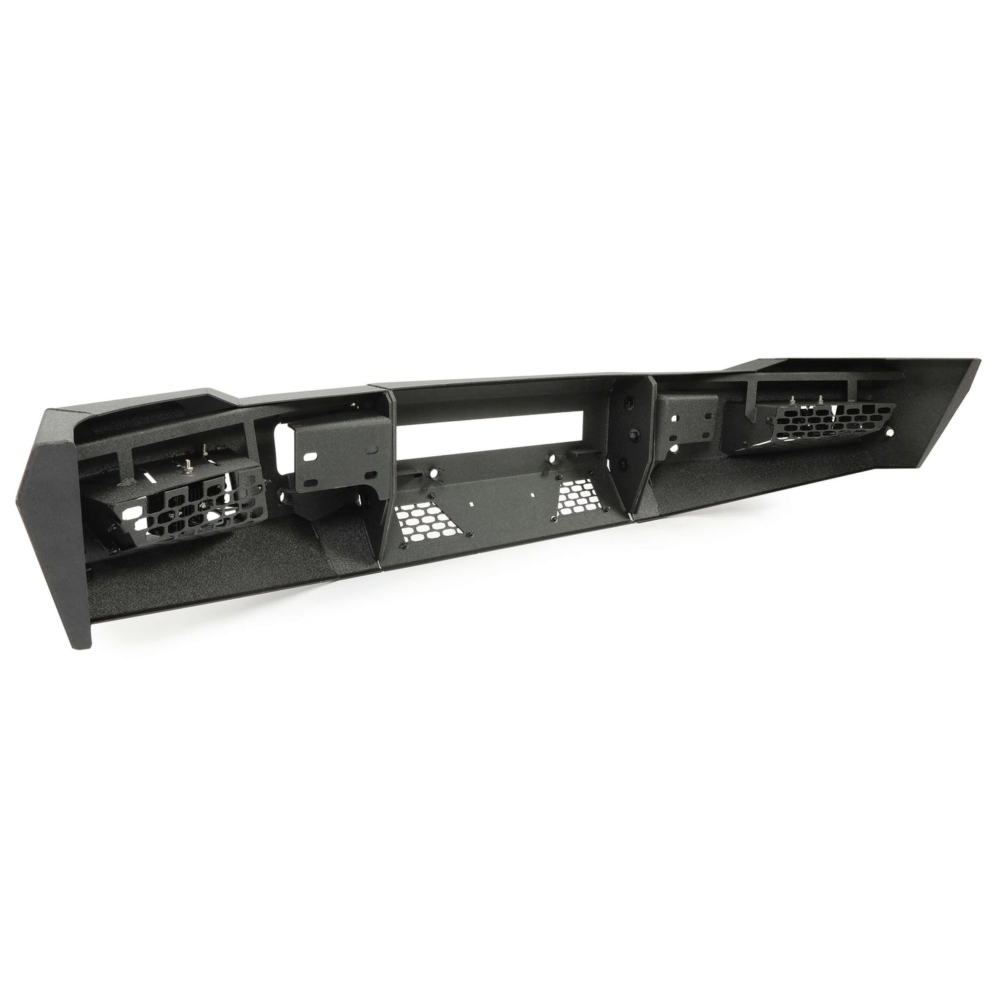 Front Bumper Off-road 3-Piece Modular Compatible with 2010-2018 Dodge Ram 2500 3500 with 4 LED Lights Powder Coated Steel Textured Black
