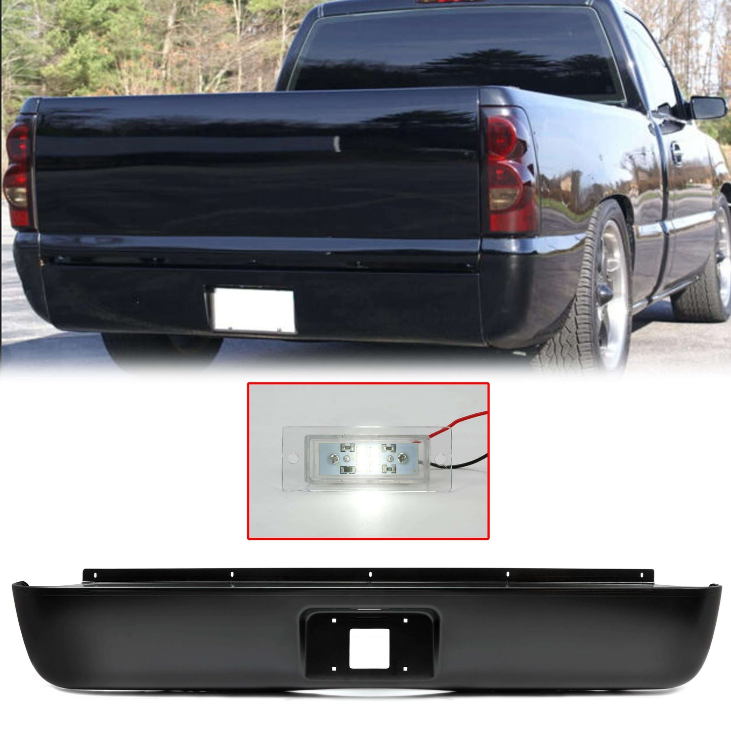Fleetside Rear Roll Pan for 2007-2013 Silverado, w/License Light