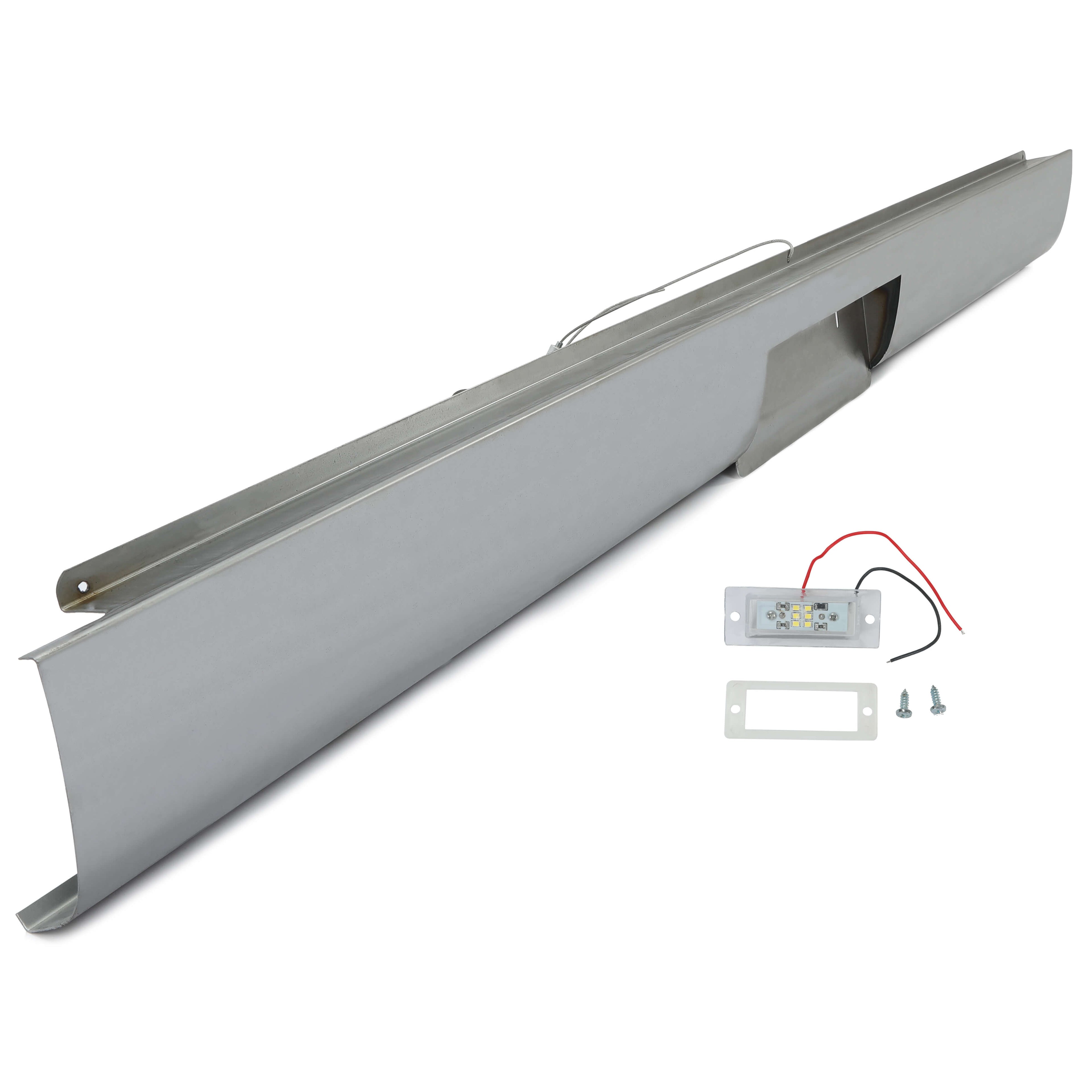 Steel Roll Pan Rollpan Bumper Compatible with 1967-1972 Ford F100 Fleetside w/License Plate Hole&Light