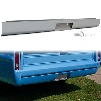 Steel Roll Pan Rollpan Bumper Compatible with 1967-1972 Ford F100 Fleetside w/License Plate Hole&Light