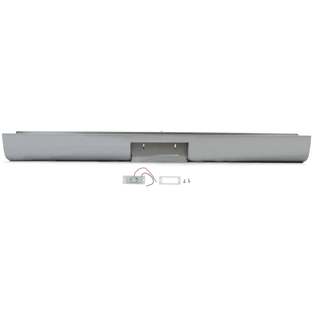 Steel Roll Pan Rollpan Bumper Compatible with 1967-1972 Ford F100 Fleetside w/License Plate Hole&Light