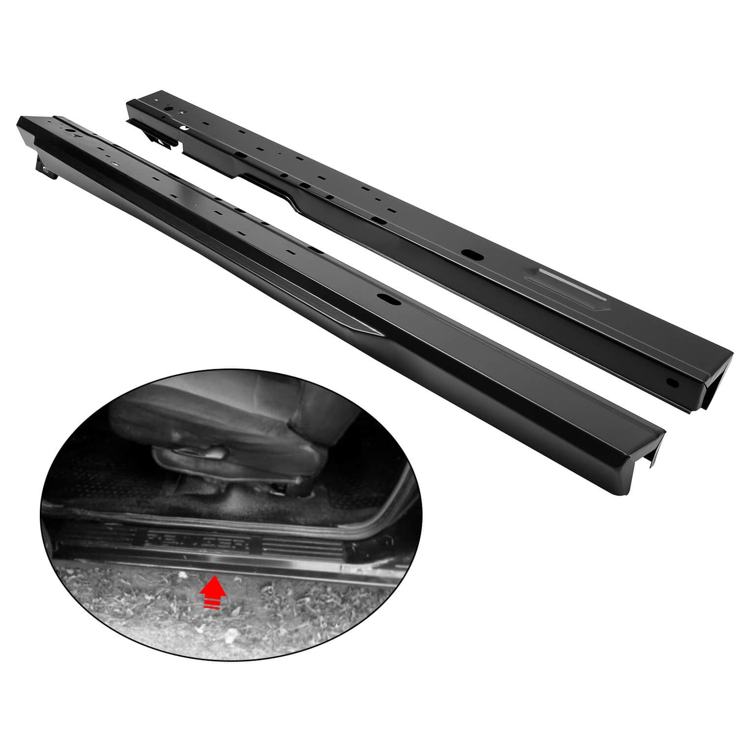 1 Pair Black Steel Rocker Panels FOR 1993-2011 Ford Ranger 2 DOOR Extended Cab