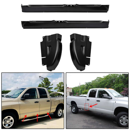 4Pcs Quad Cab Rocker Panel & Cab Corner Set OE Style FOR 2002-2009 Dodge Ram