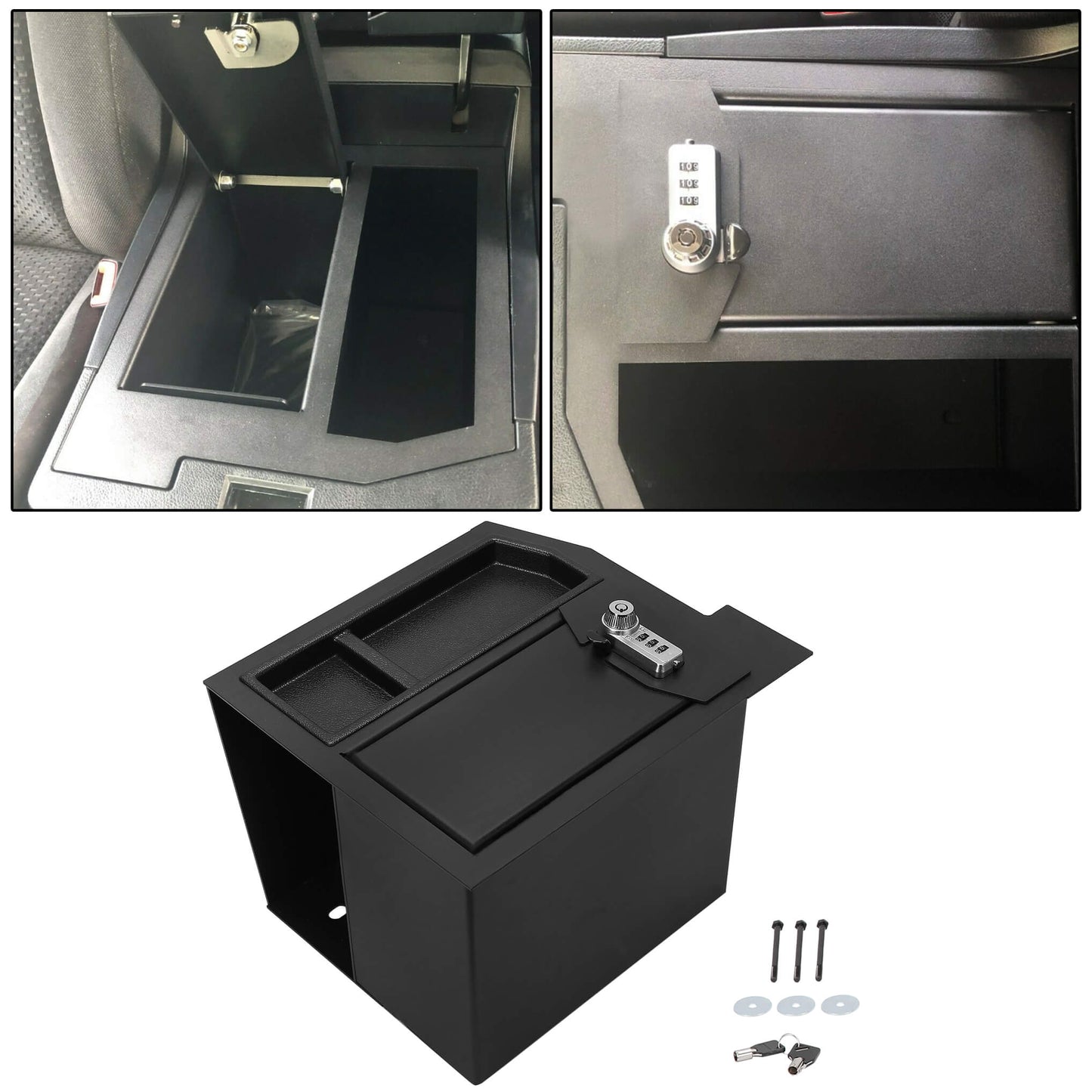 Center Console Safe Metal Storage Box For Toyota Sequoia 2008-2021 & Tundra 2007-2013