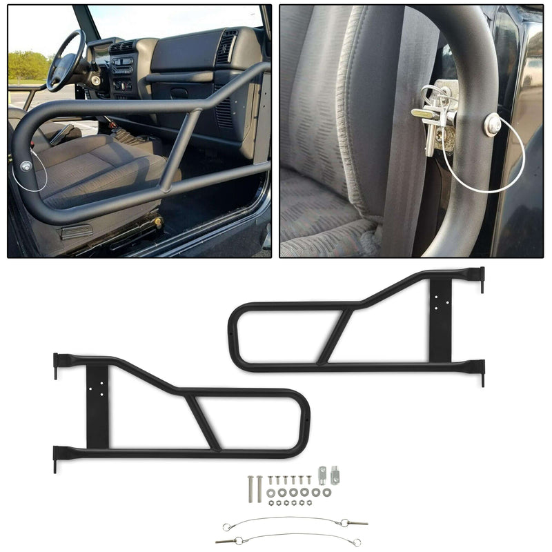 YIKATOO® Pair Tubular Door Tube Doors Compatible with 1987-2006 Jeep Wrangler TJ YJ Black Steel Off-road Style