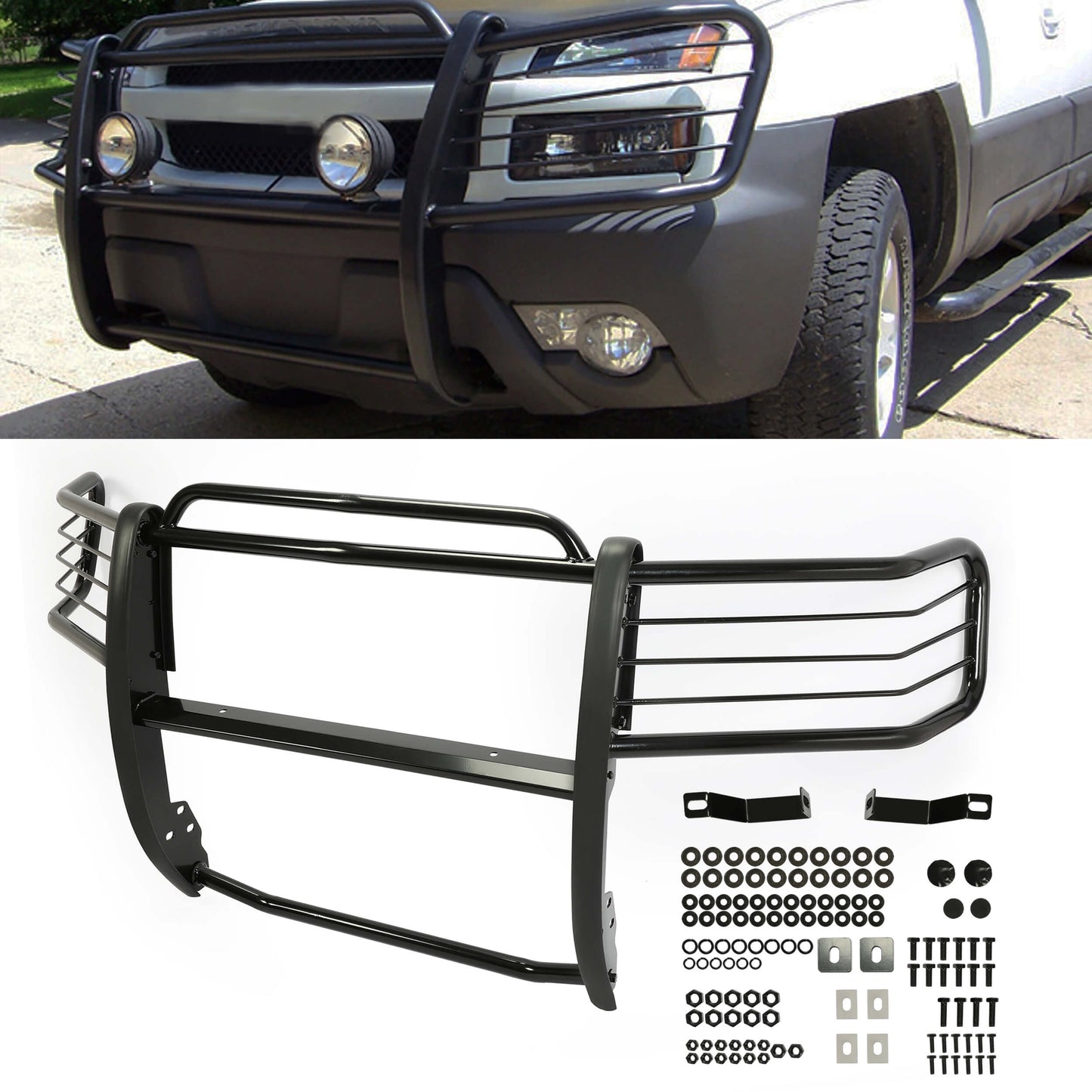 Brush Guard Compatible with 2007-2014 Tahoe 1500/ Suburban 1500/ Avalanche 1500 Black Steel Grille Protection Grille Protector