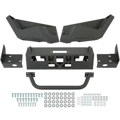 Front Bumper Textured Black Steel W/ Bull Bar For 1997-2004 Dodge Dakota Durango