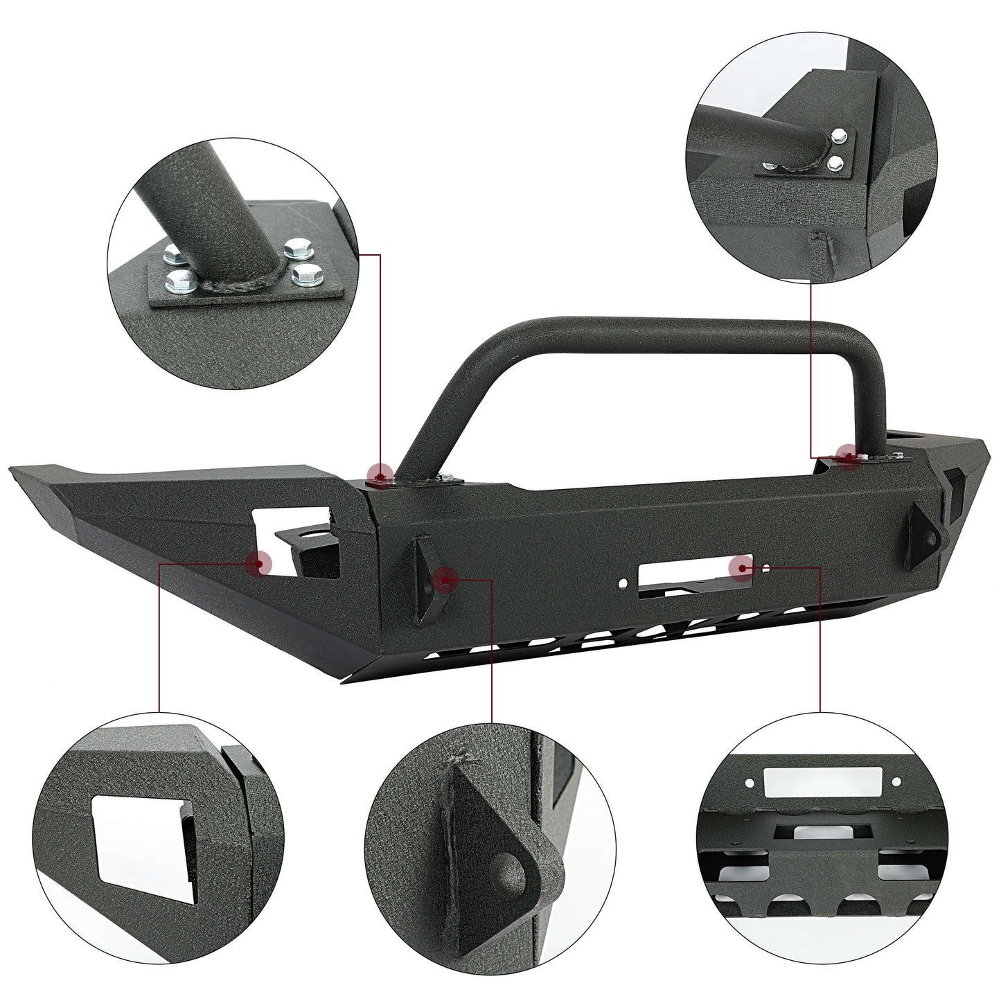 Front Bumper Textured Black Steel W/ Bull Bar For 1997-2004 Dodge Dakota Durango