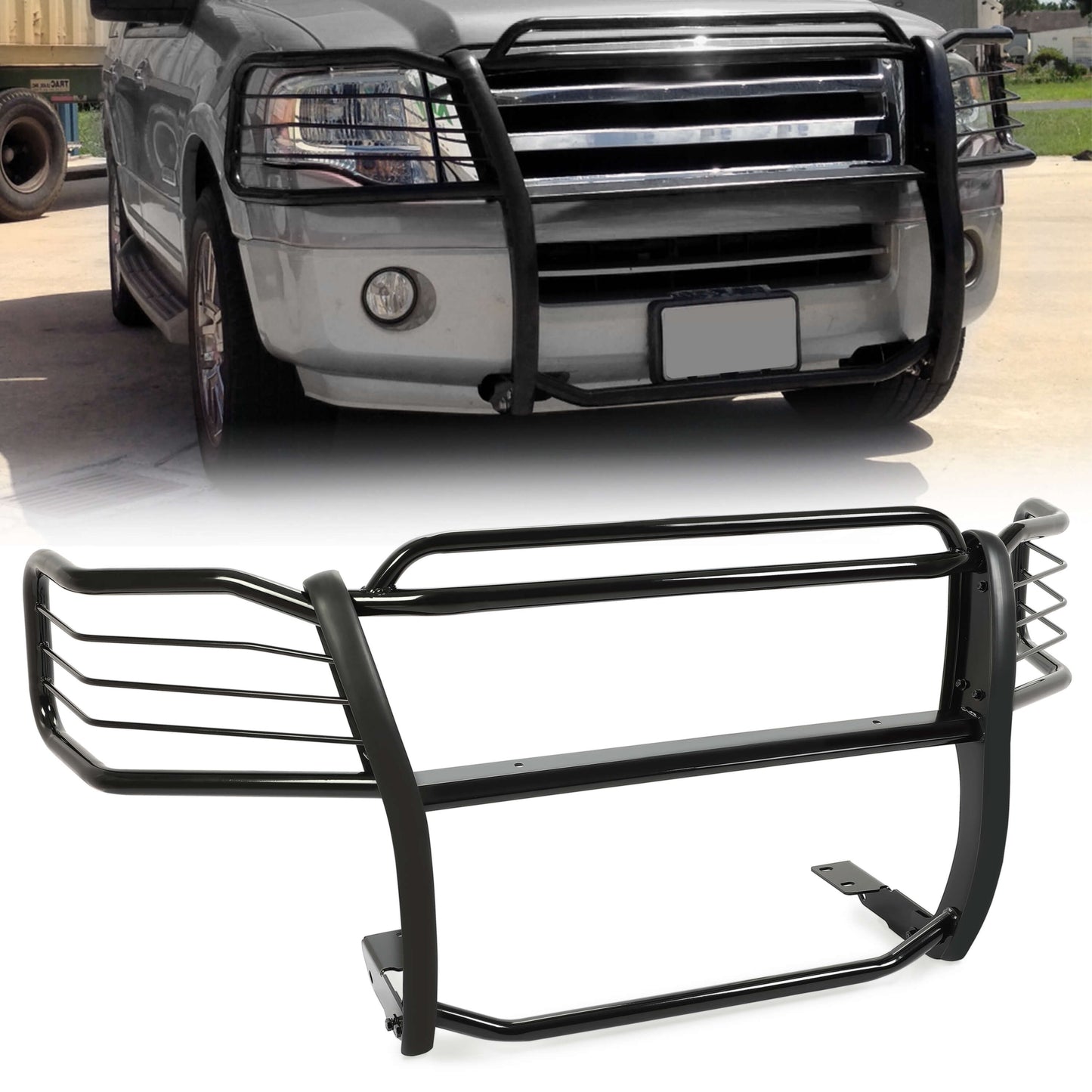 Fits 2003-2017 Ford Expedition Grill Guard Brush Bumper Bar Black Push