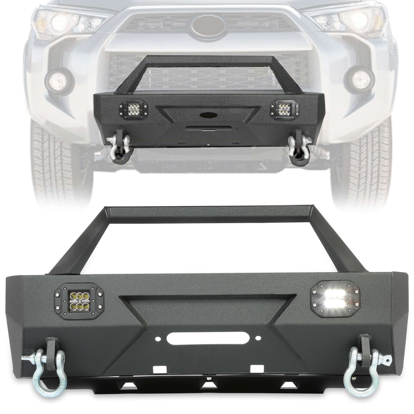 Steel Stubby Front Bumper w/Winch Plate For 2010-2021 Toyota 4Runner 5th Gen